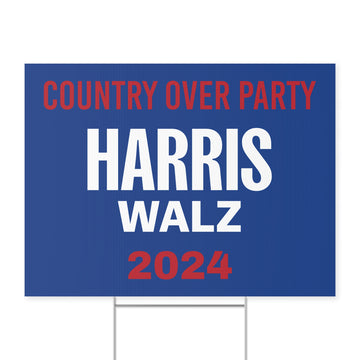 Country Over Party - Harris/Walz Blue Yard Sign