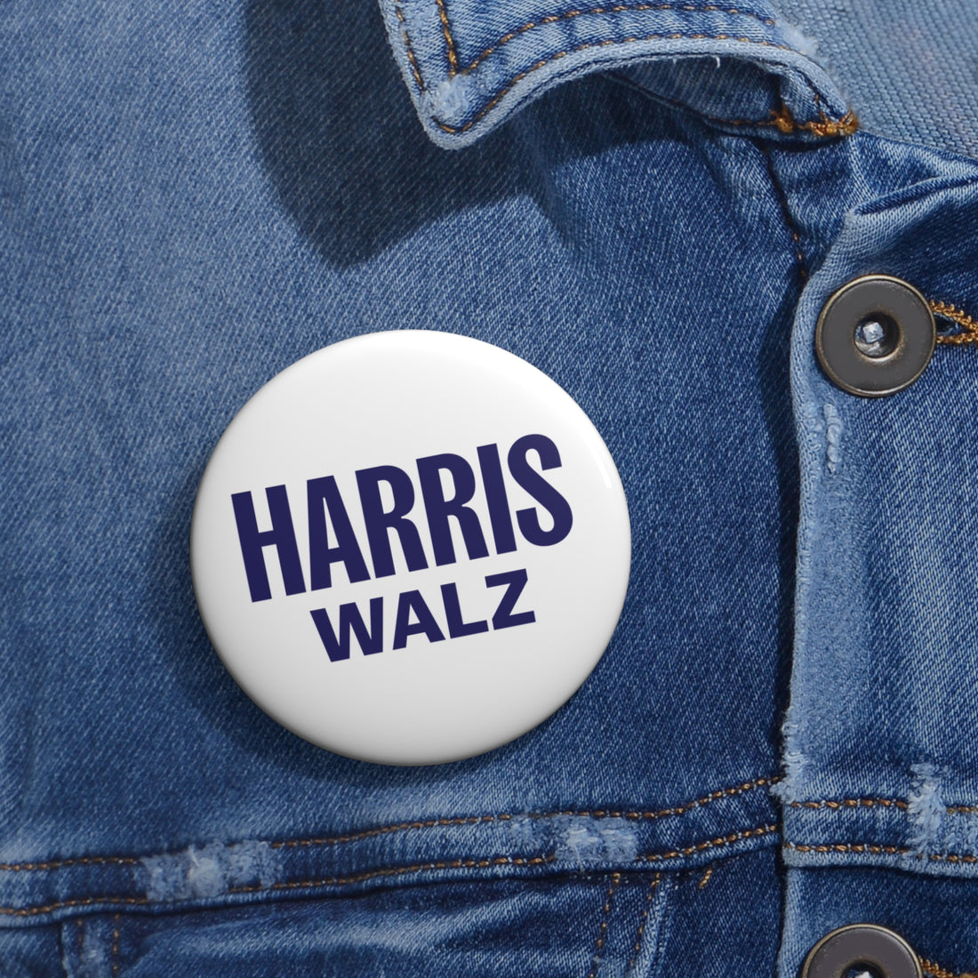 Harris / Walz White Pin Button