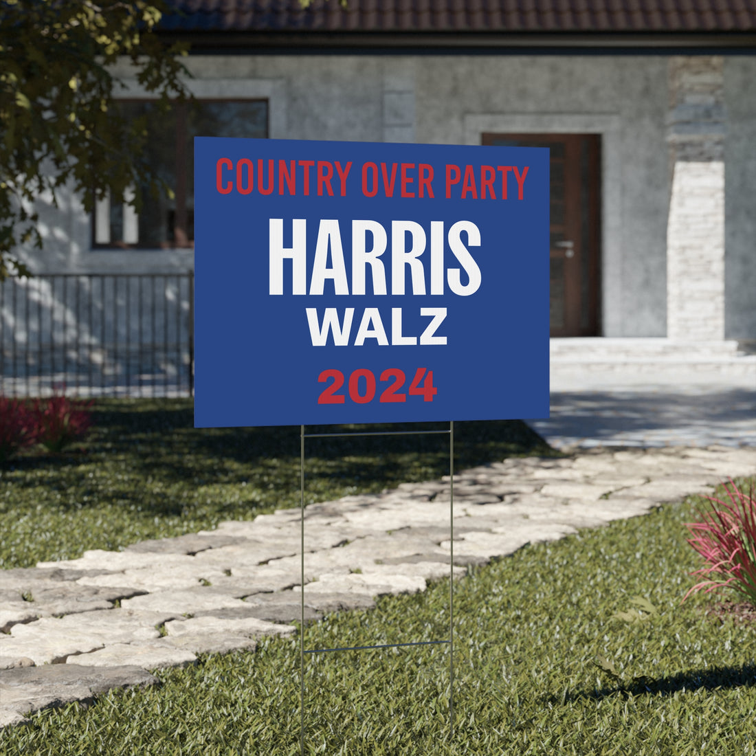 Country Over Party - Harris/Walz Blue Yard Sign