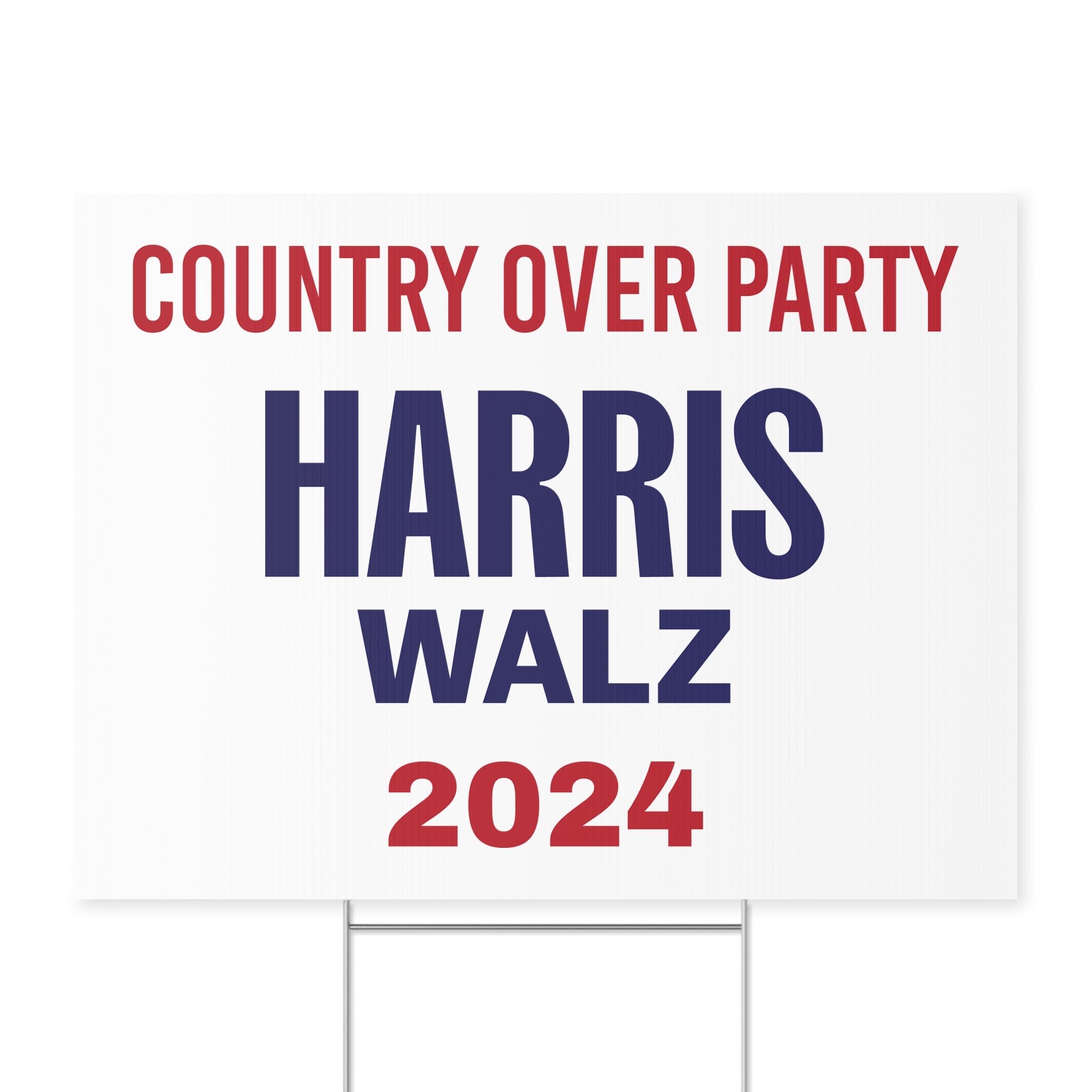 Country Over Party - Harris/Walz White Yard Sign