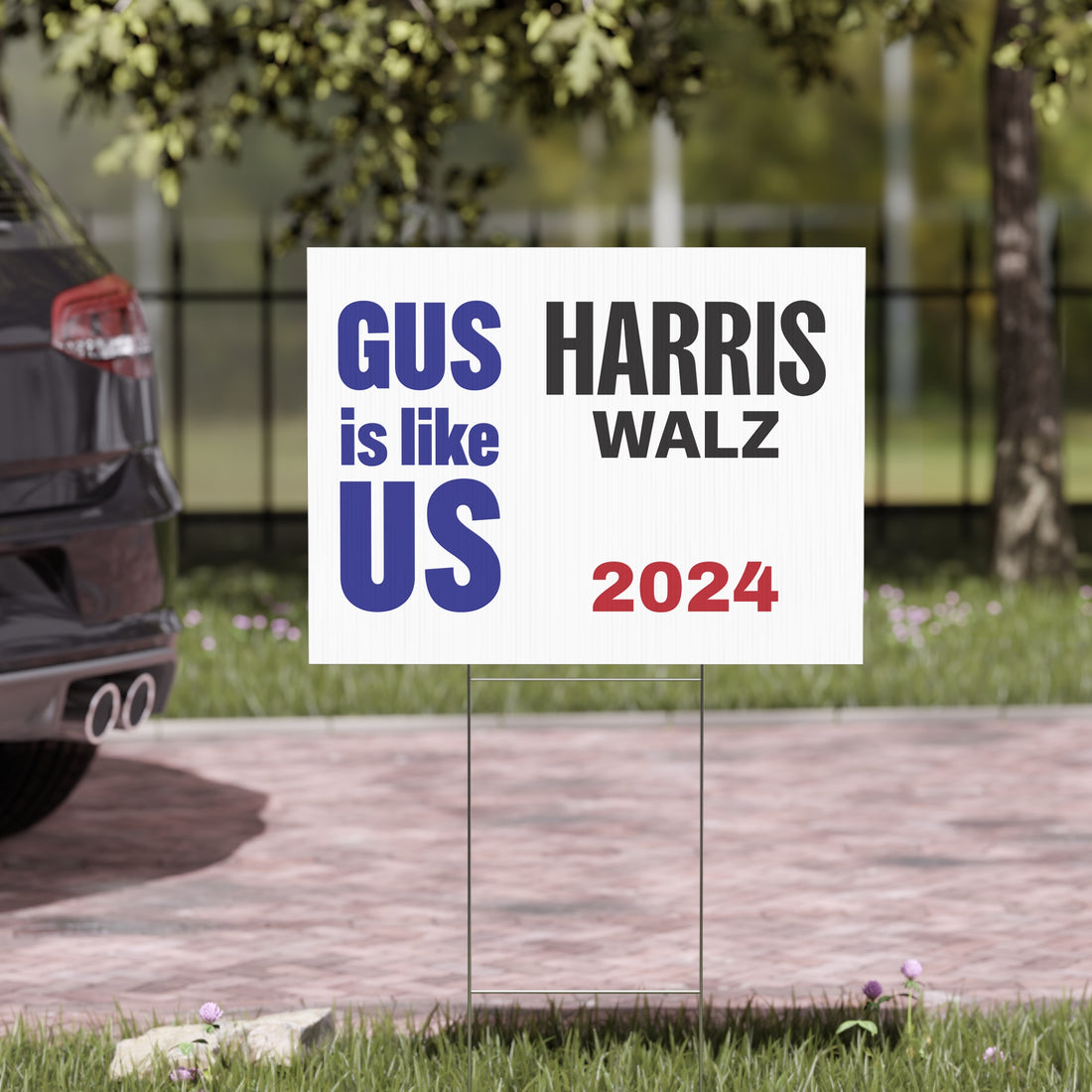 Like Us - Harris/Walz White Yard Sign